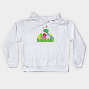 Baby Dino in Easter eggs Kids Hoodie